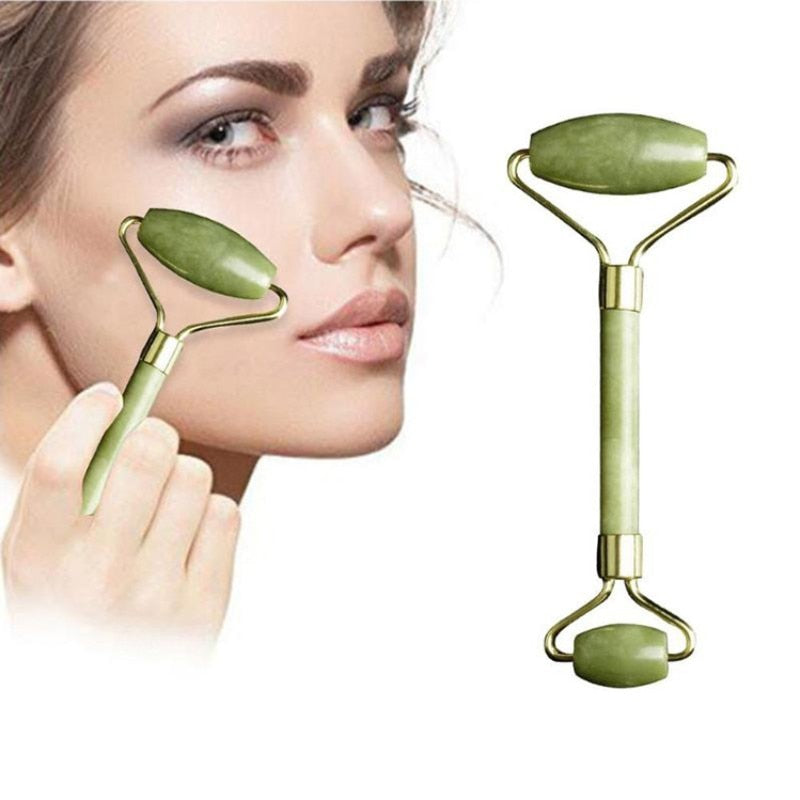 Massageador facial de rolinho de pedra de Jade